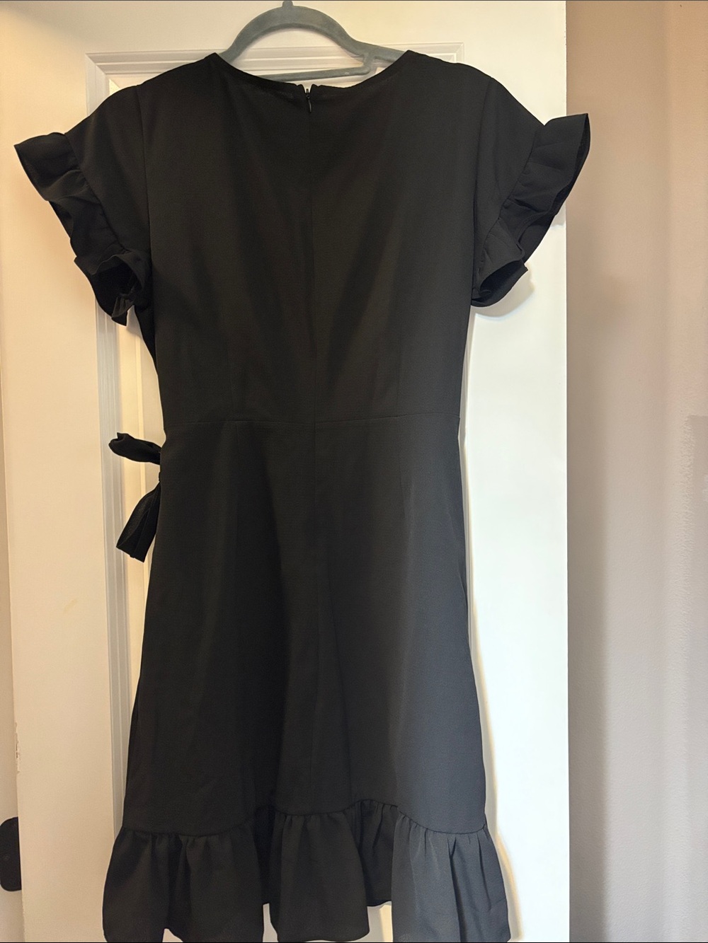 Black Ruffle Wrap Dress - Picture 2 of 2